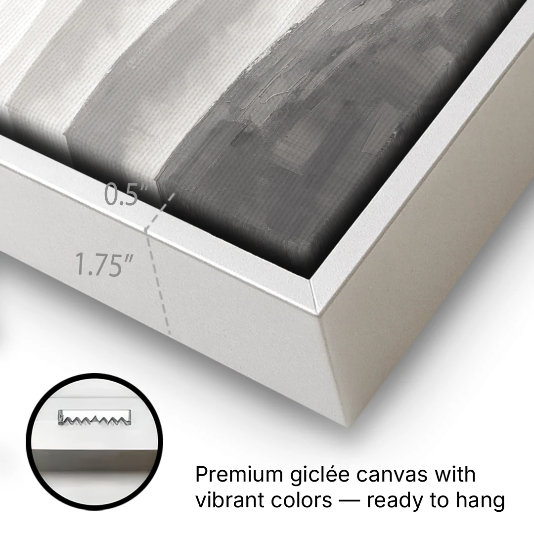 Home Office Wall Decor with Misty Rolling Hills - White Framed Canvas Wall Art - Gallery Wrap Corner