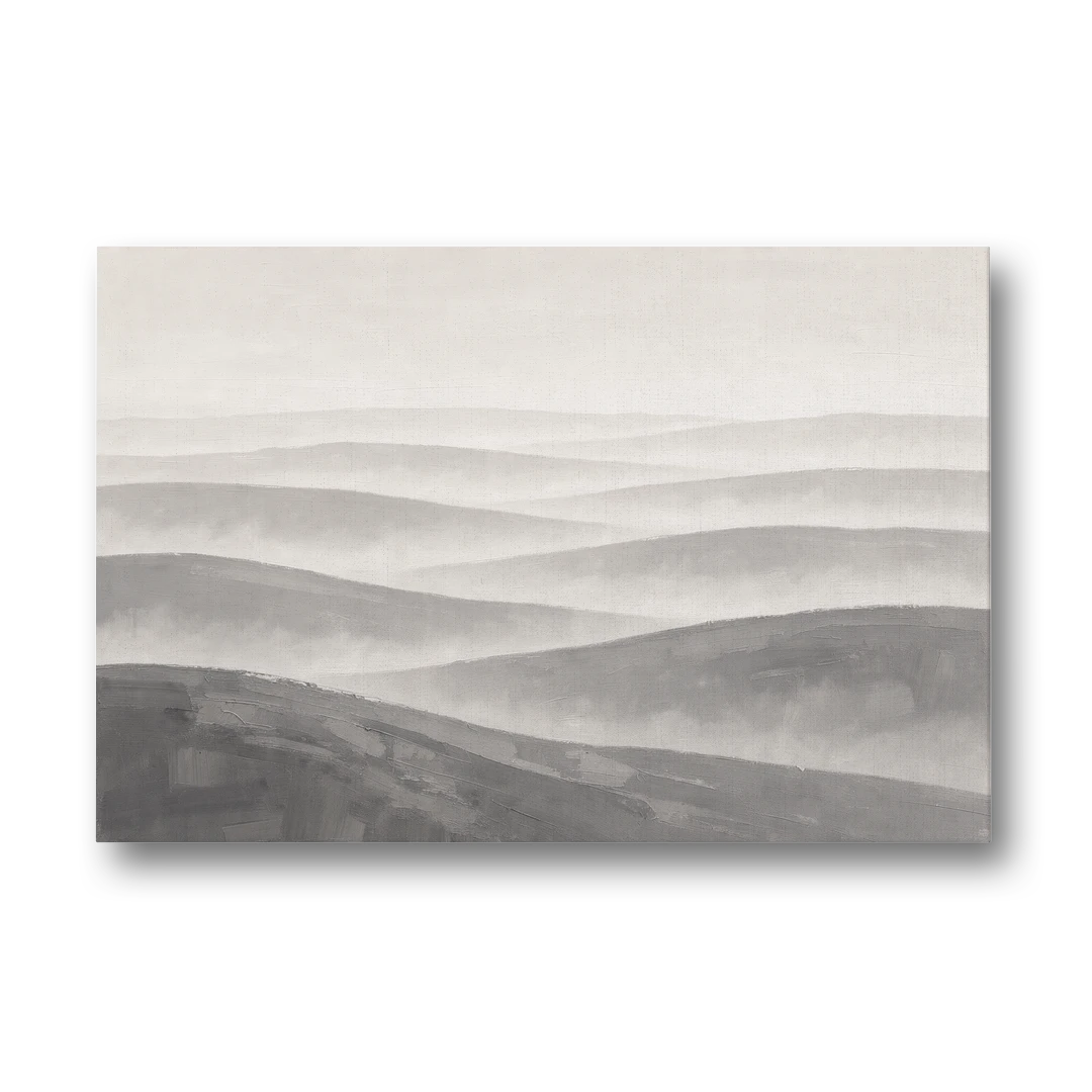 Home Office Wall Decor with Misty Rolling Hills - Canvas Wall Art - Front