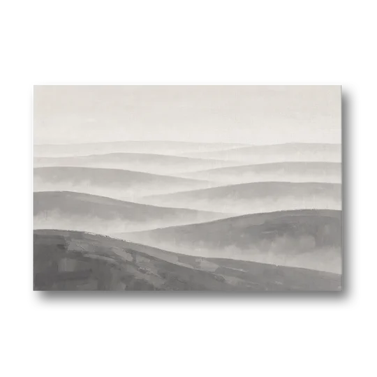 Home Office Wall Decor with Misty Rolling Hills - Canvas Wall Art - Front