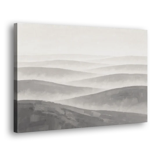 Home Office Wall Decor with Misty Rolling Hills - Canvas Wall Art - Side