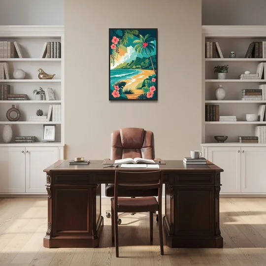 Honolulu Aloha Spirit - Black Framed Canvas Wall Art - Office - 24x36