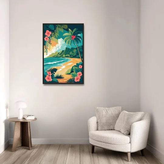 Honolulu Aloha Spirit - Black Framed Canvas Wall Art - Sofa - 24x36