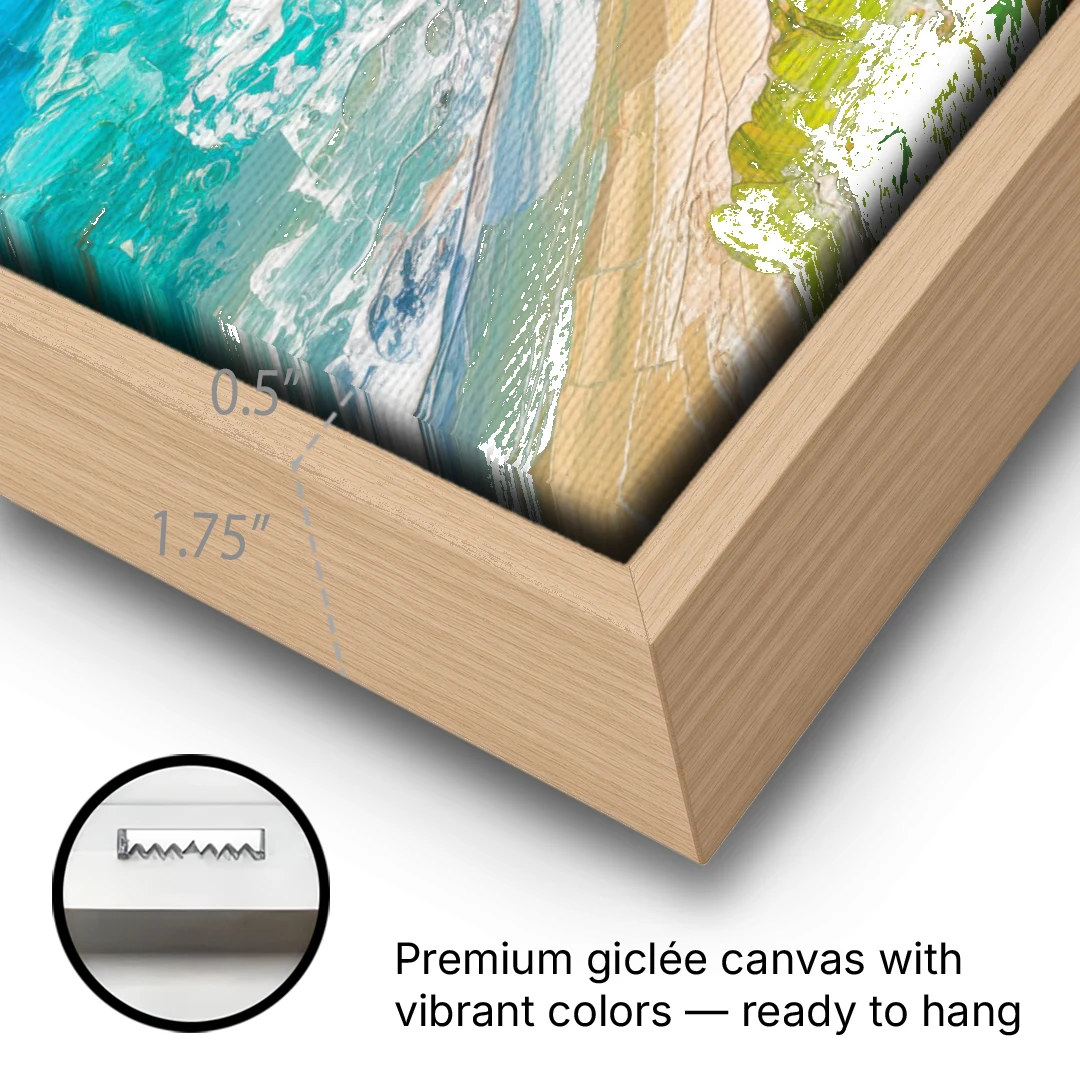 Honolulu Diamond Head View - Oak Framed Canvas Wall Art - Gallery Wrap Corner