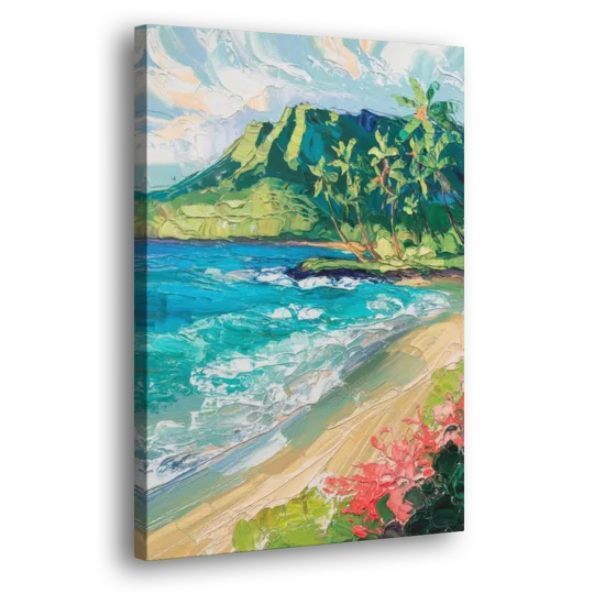 Honolulu Diamond Head View - Canvas Wall Art - Side