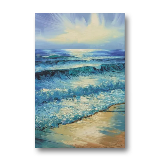 Honolulu Ocean Waves Scene - Canvas Wall Art - Front