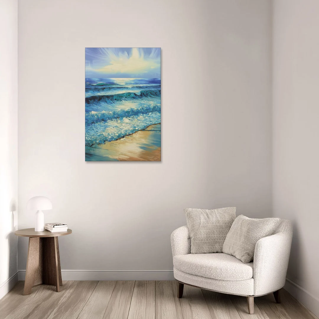 Honolulu Ocean Waves Scene - Canvas Wall Art - Sofa - 24x36