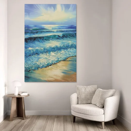 Honolulu Ocean Waves Scene - Canvas Wall Art - Sofa - 40x60