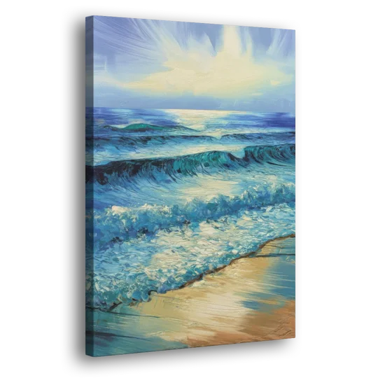 Honolulu Ocean Waves Scene - Canvas Wall Art - Side