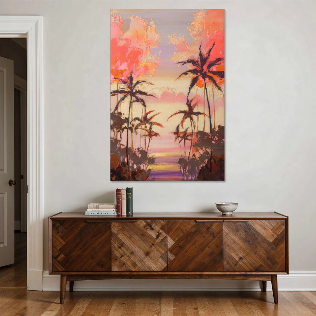 Honolulu Palm Trees Silhouette - Canvas Wall Art - Coffee Table - 40x60
