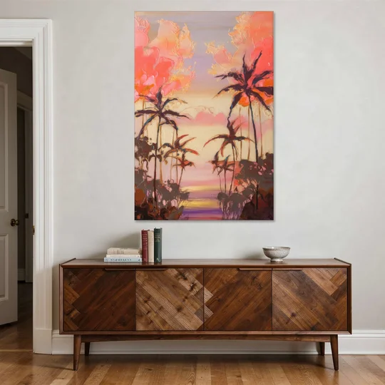 Honolulu Palm Trees Silhouette - Canvas Wall Art - Coffee Table - 40x60