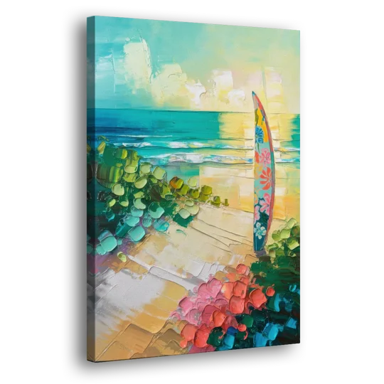 Honolulu Surfboard Vibes - Canvas Wall Art - Side