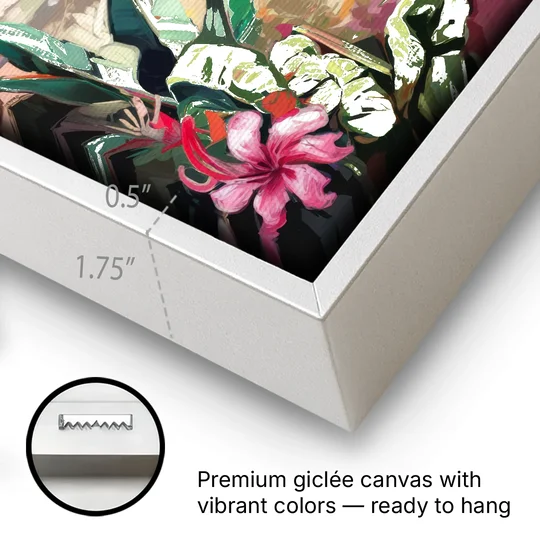 Honolulu Tropical Paradise - White Framed Canvas Wall Art - Gallery Wrap Corner