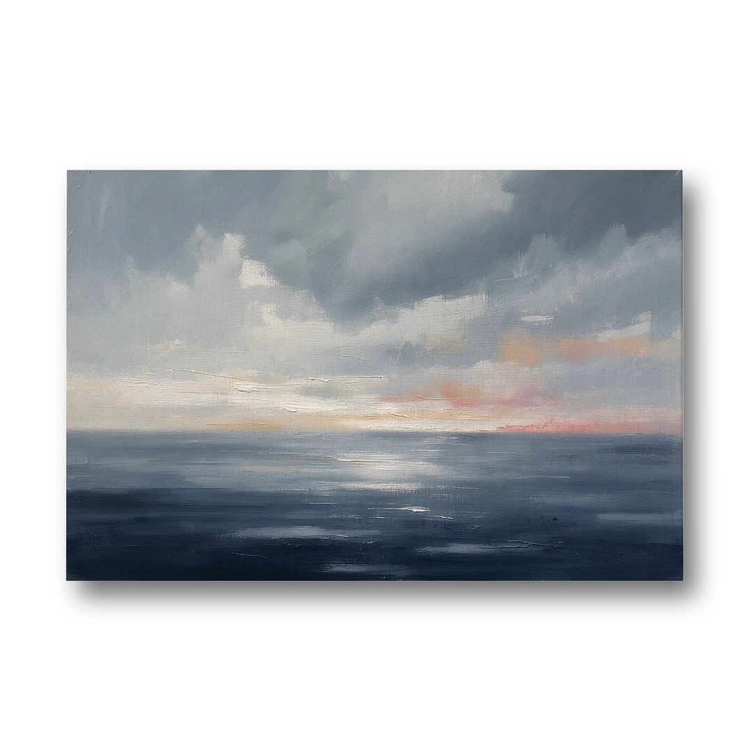 Horizon Line Painting at Blue Hour - Canvas Wall Art - Front