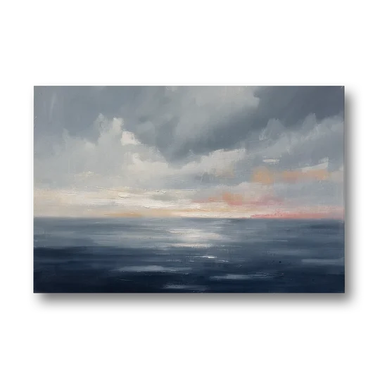 Horizon Line Painting at Blue Hour - Canvas Wall Art - Front