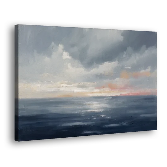 Horizon Line Painting at Blue Hour - Canvas Wall Art - Side