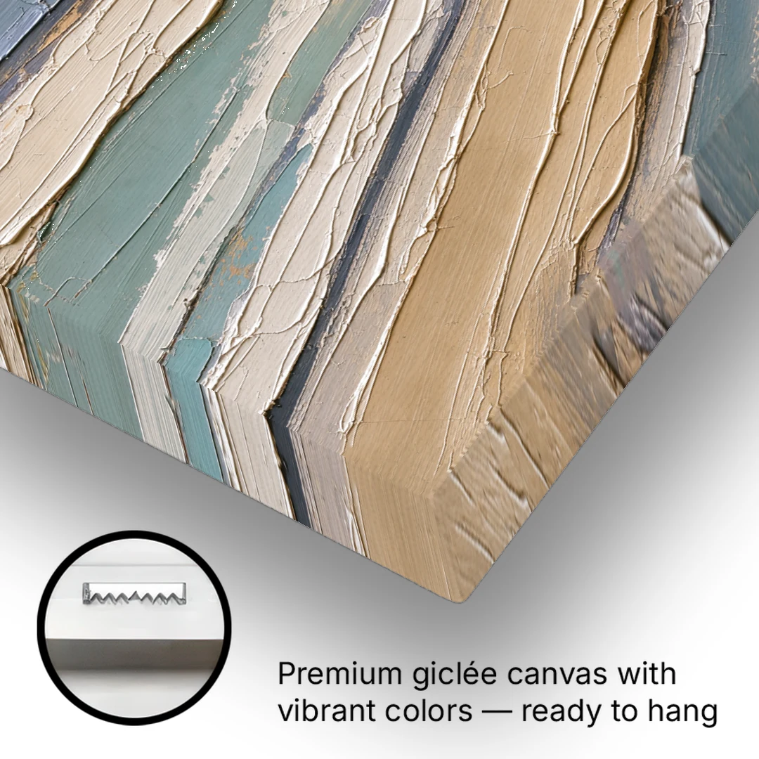 Horizontal Abstract Painting of Sandstone Strata - Canvas Wall Art - Gallery Wrap Corner