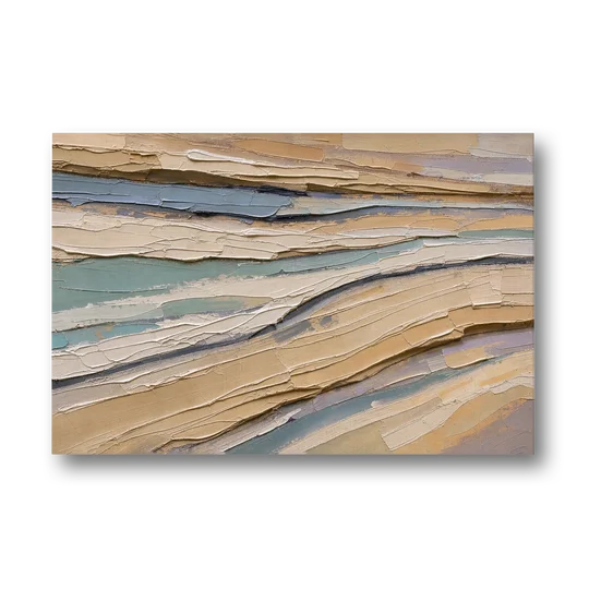 Horizontal Abstract Painting of Sandstone Strata - Canvas Wall Art - Front