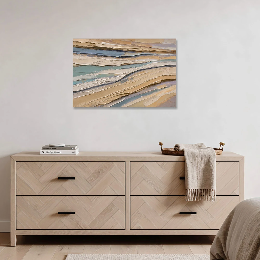 Horizontal Abstract Painting of Sandstone Strata - Canvas Wall Art - Coffee Table - 36x24