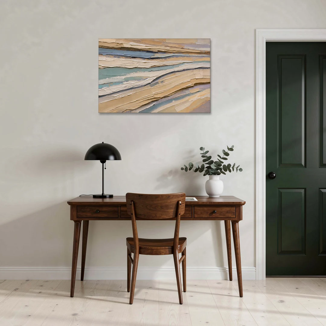 Horizontal Abstract Painting of Sandstone Strata - Canvas Wall Art - Office - 36x24