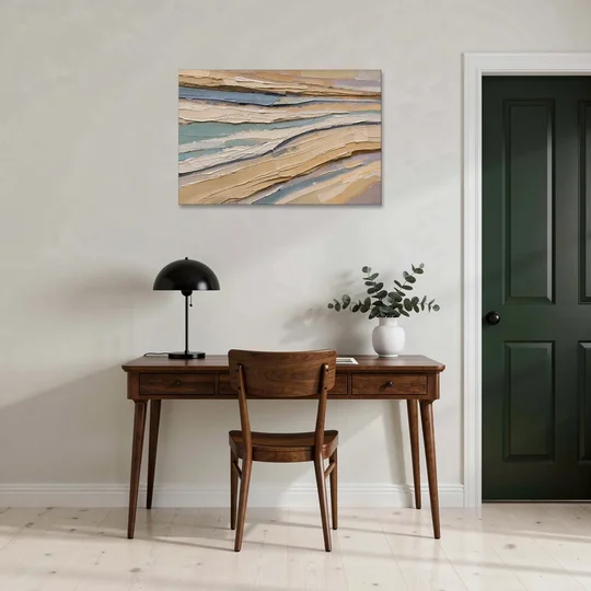 Horizontal Abstract Painting of Sandstone Strata - Canvas Wall Art - Office - 36x24
