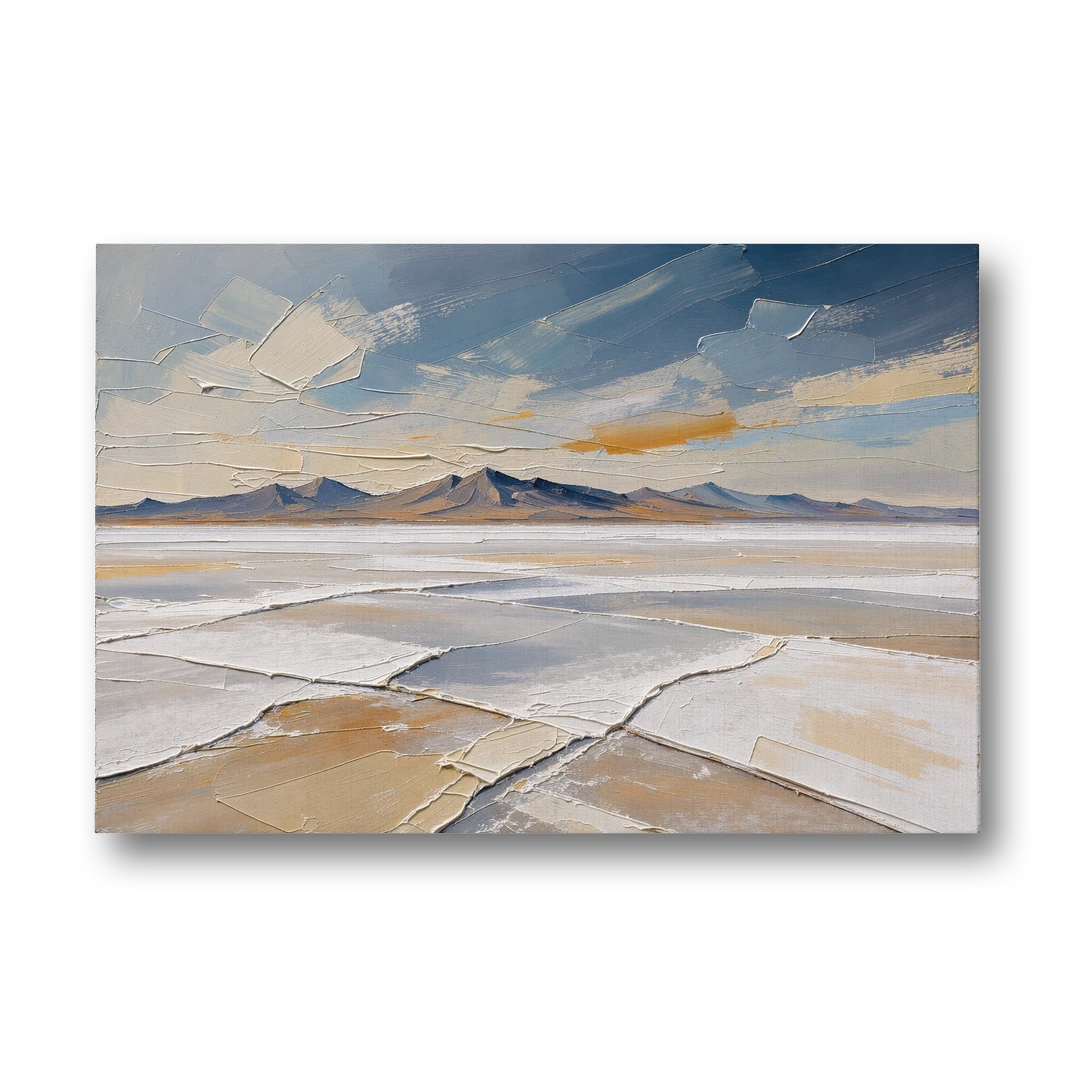 Horizontal Canvas Wall Art of a Cracked Salt Flat - Canvas Wall Art - Front
