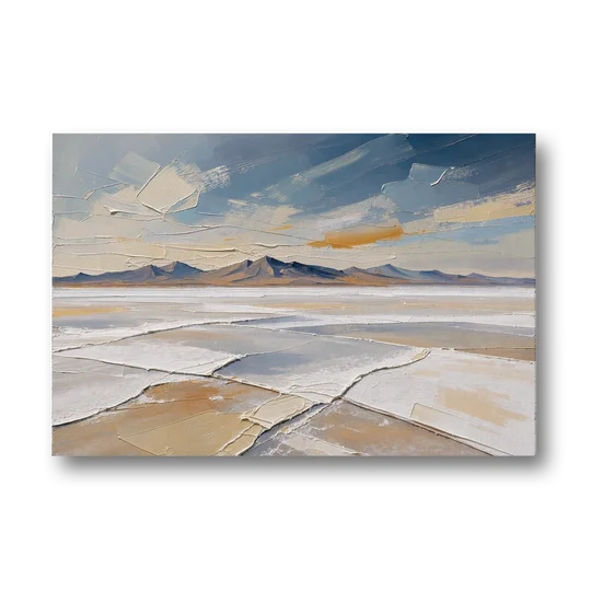 Horizontal Canvas Wall Art of a Cracked Salt Flat - Canvas Wall Art - Front