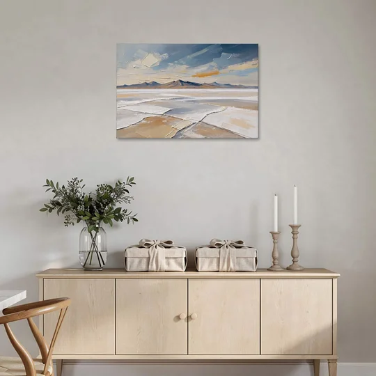 Horizontal Canvas Wall Art of a Cracked Salt Flat - Canvas Wall Art - Coffee Table - 36x24
