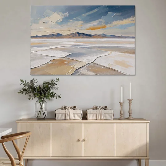 Horizontal Canvas Wall Art of a Cracked Salt Flat - Canvas Wall Art - Coffee Table - 60x40