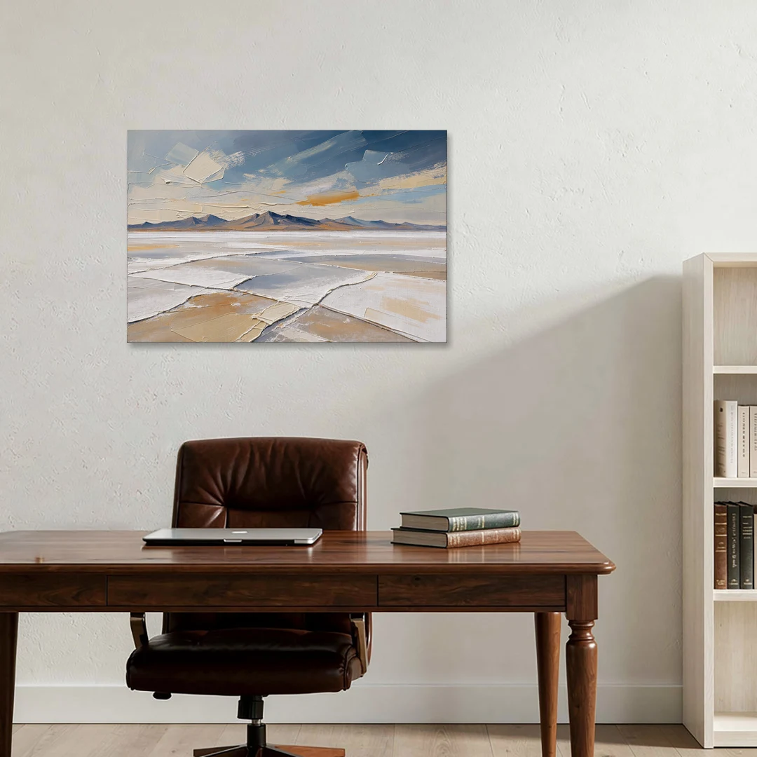 Horizontal Canvas Wall Art of a Cracked Salt Flat - Canvas Wall Art - Office - 36x24