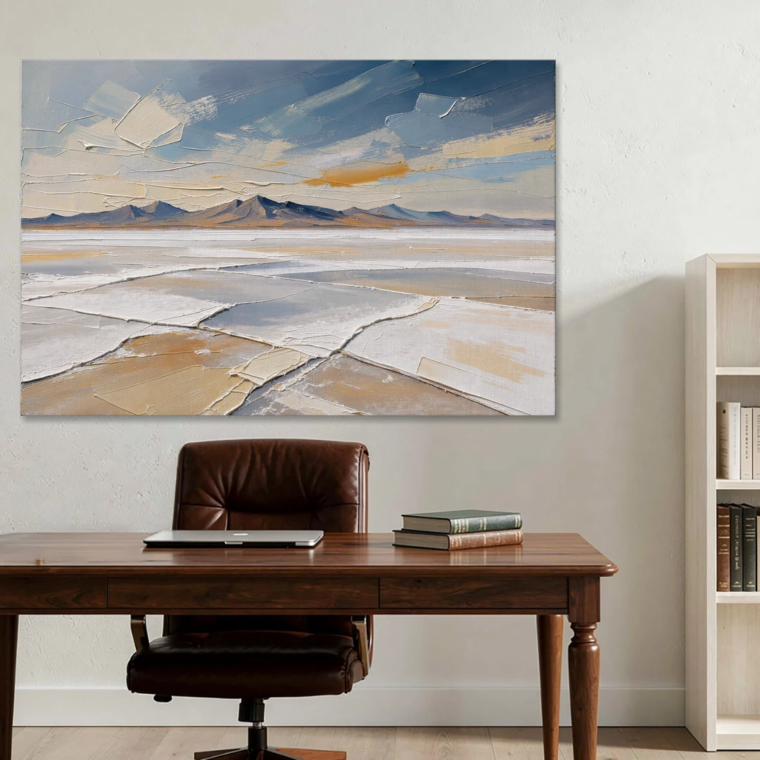 Horizontal Canvas Wall Art of a Cracked Salt Flat - Canvas Wall Art - Office - 60x40