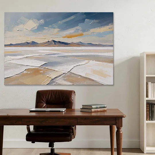 Horizontal Canvas Wall Art of a Cracked Salt Flat - Canvas Wall Art - Office - 60x40