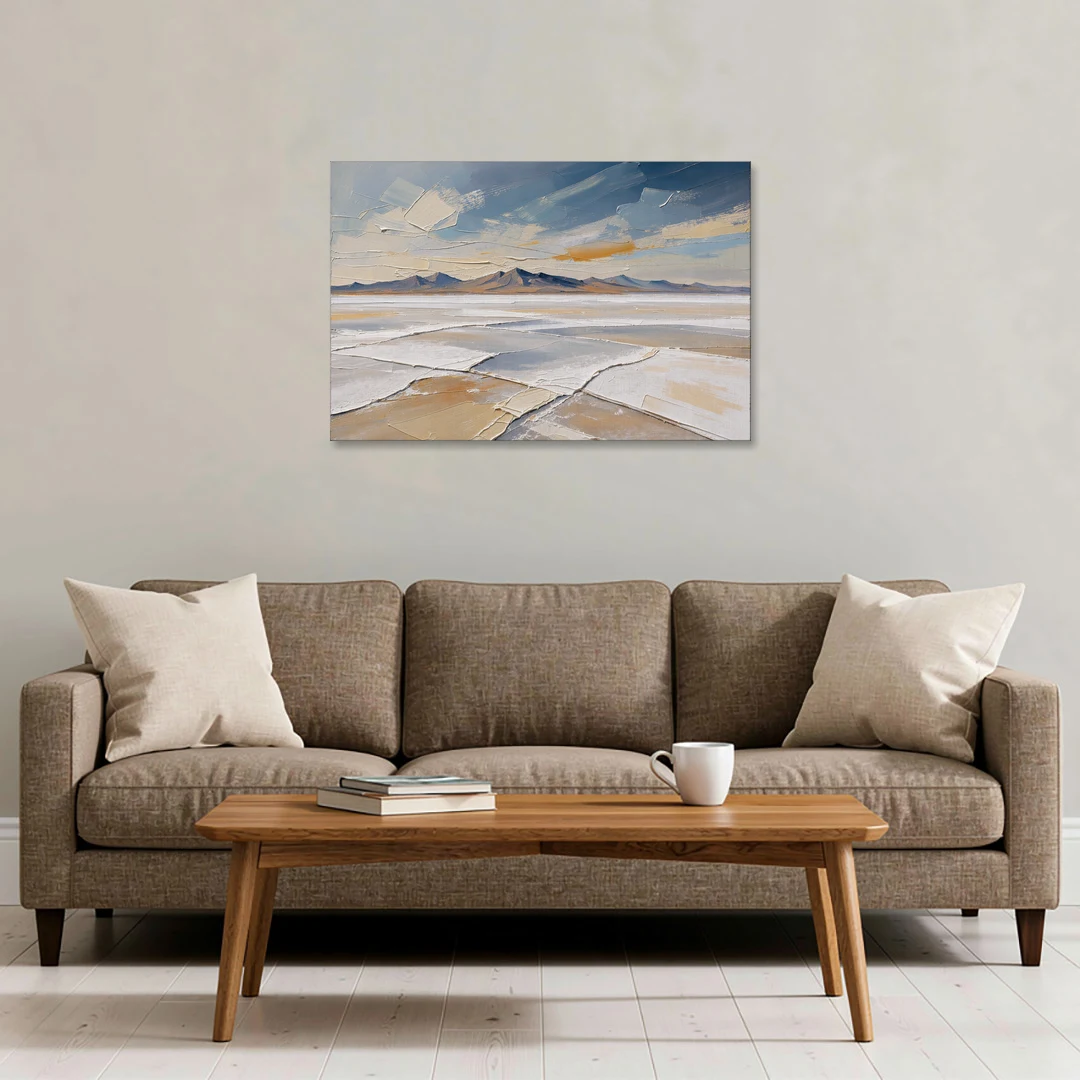 Horizontal Canvas Wall Art of a Cracked Salt Flat - Canvas Wall Art - Sofa - 36x24
