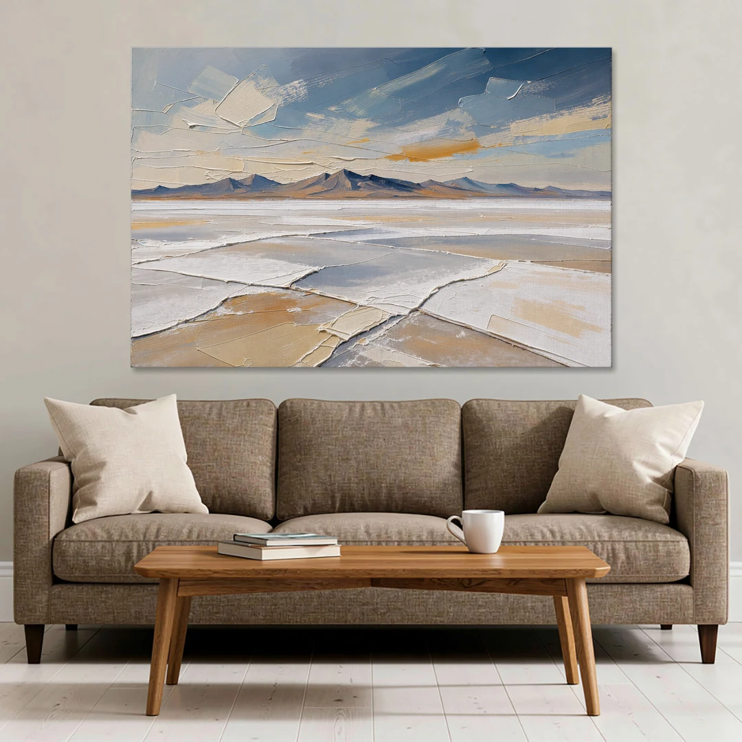 Horizontal Canvas Wall Art of a Cracked Salt Flat - Canvas Wall Art - Sofa - 60x40