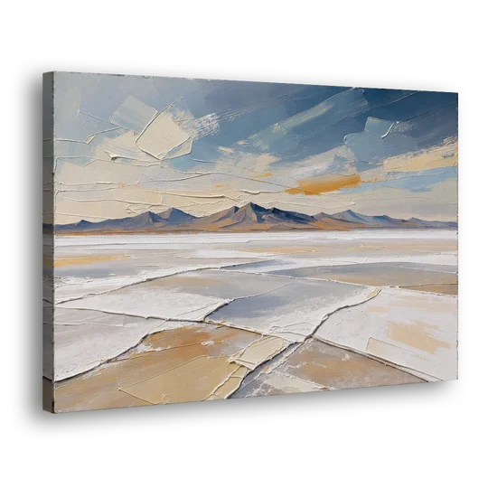 Horizontal Canvas Wall Art of a Cracked Salt Flat - Canvas Wall Art - Side