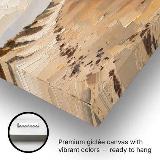 Horizontal Low Tide Beach Below Ivory Sky for the Bedroom - Canvas Wall Art - Gallery Wrap Corner