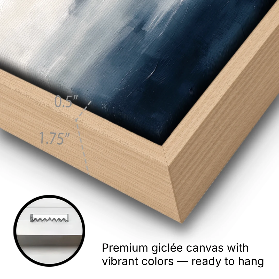 Horizontal Wall Art for Bedroom with Fog Islands - Oak Framed Canvas Wall Art - Gallery Wrap Corner