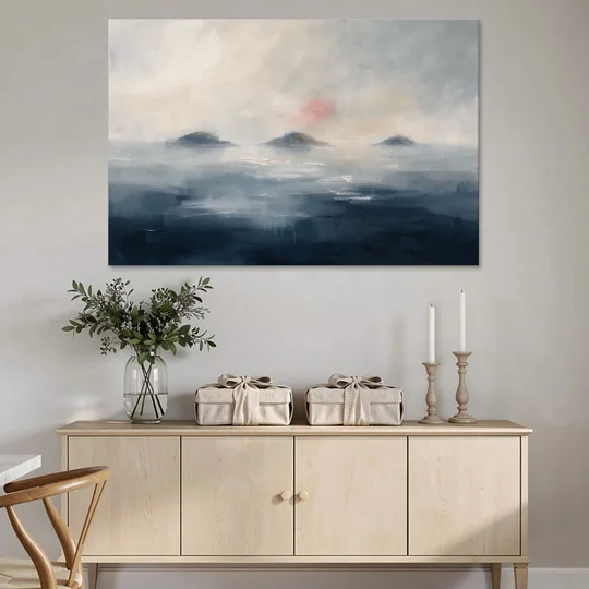 Horizontal Wall Art for Bedroom with Fog Islands - Canvas Wall Art - Coffee Table - 60x40