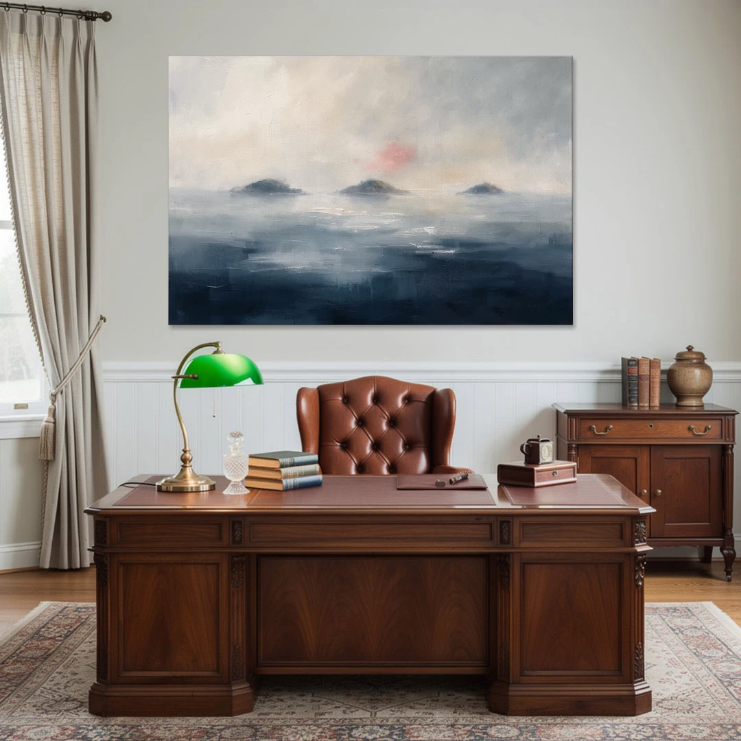 Horizontal Wall Art for Bedroom with Fog Islands - Canvas Wall Art - Office - 60x40