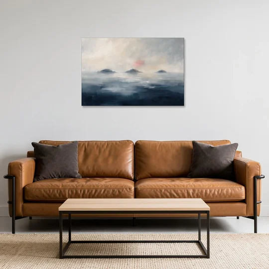 Horizontal Wall Art for Bedroom with Fog Islands - Canvas Wall Art - Sofa - 36x24