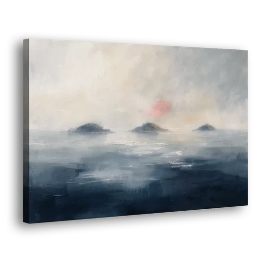 Horizontal Wall Art for Bedroom with Fog Islands - Canvas Wall Art - Side