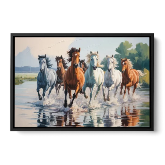 Horse Harmony in Nature - Black Framed Canvas Wall Art - Front