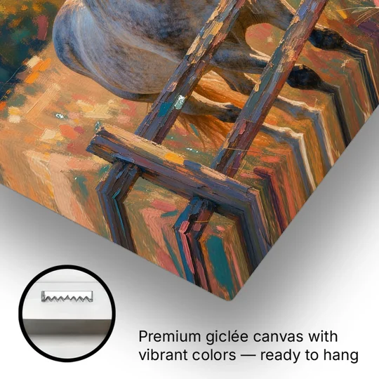 Horse Painting Canvas at the Split-Rail Fence - Canvas Wall Art - Gallery Wrap Corner