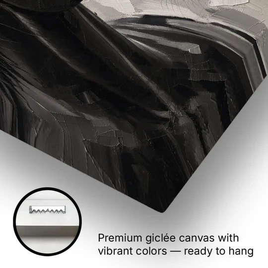 Horse Portrait Painting in Charcoal and Ivory - Canvas Wall Art - Gallery Wrap Corner