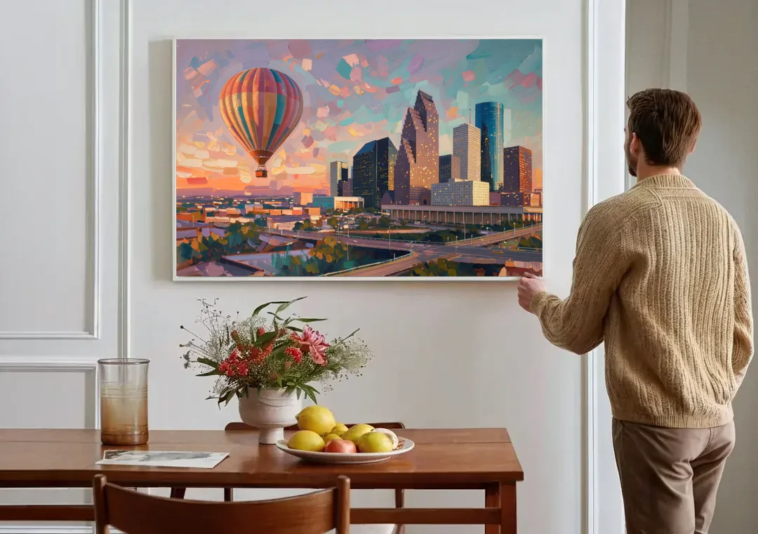 Houston Artistic Flair canvas wall art above a dining table