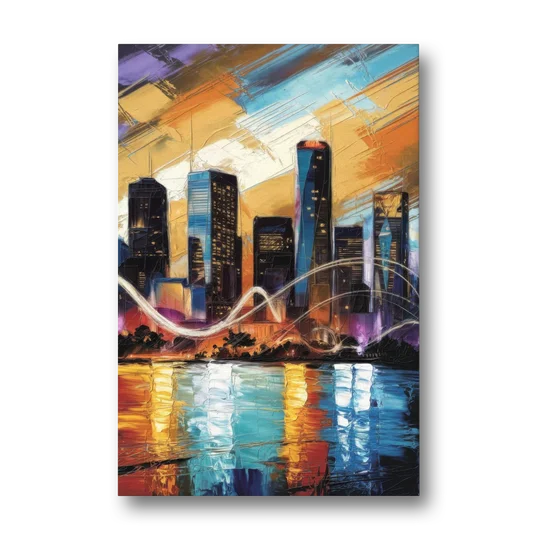 Houston Artistic Skyline - Canvas Wall Art - Front
