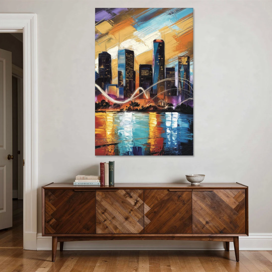 Houston Artistic Skyline - Canvas Wall Art - Coffee Table - 40x60