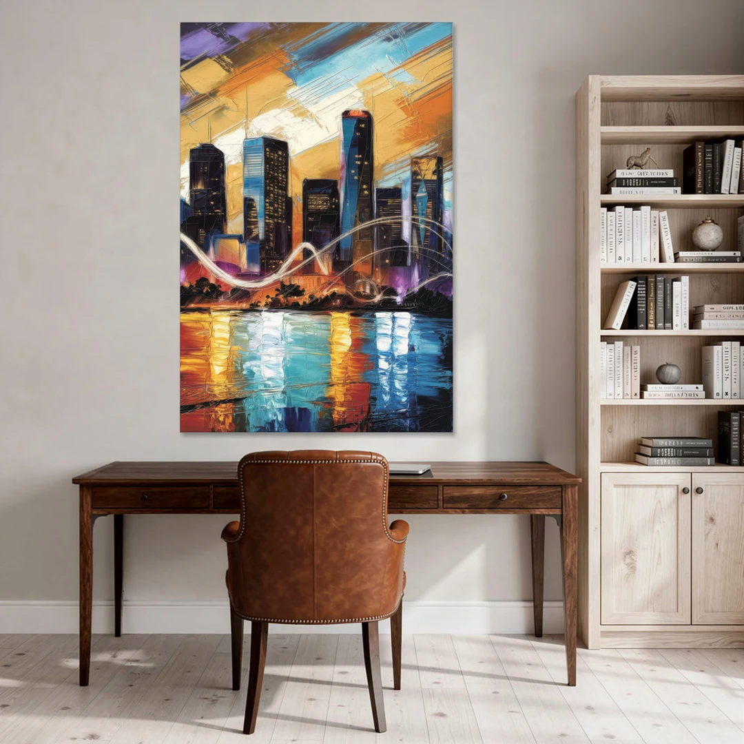 Houston Artistic Skyline - Canvas Wall Art - Office - 40x60