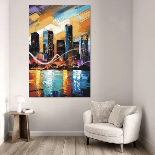 Houston Artistic Skyline - Canvas Wall Art - Sofa - 40x60