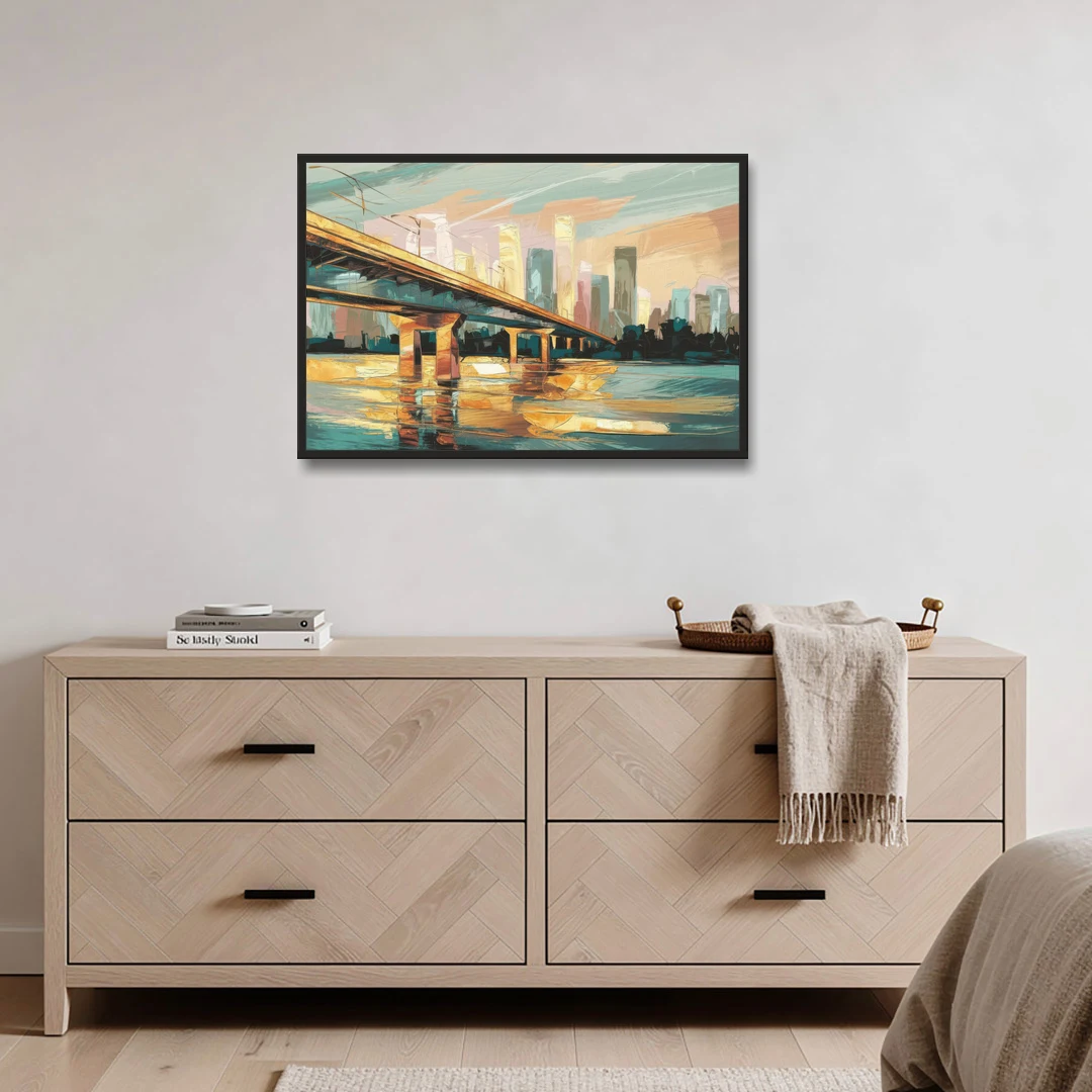 Houston Be Someone Bridge - Black Framed Canvas Wall Art - Coffee Table - 36x24