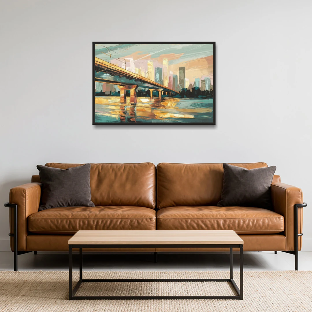 Houston Be Someone Bridge - Black Framed Canvas Wall Art - Sofa - 36x24